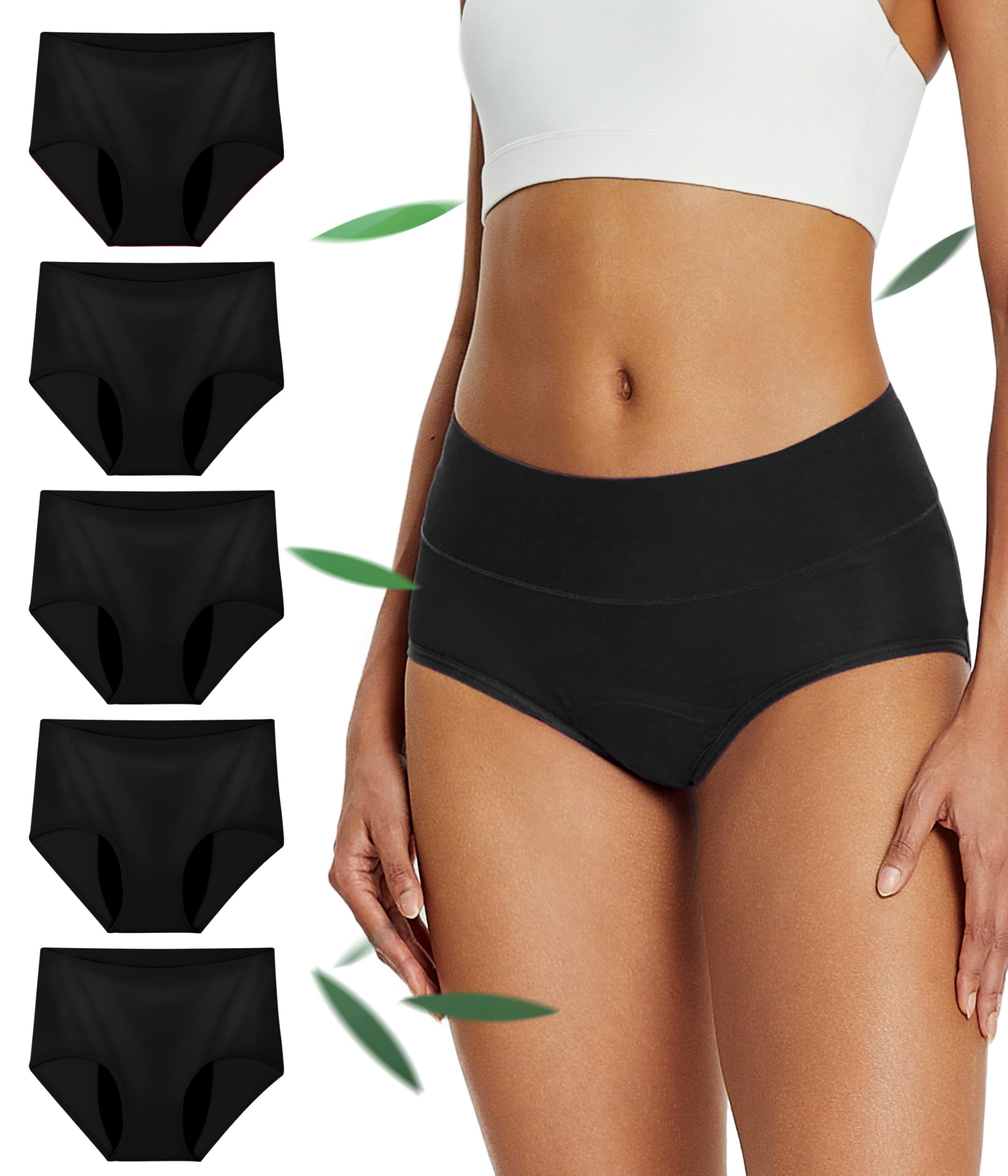 SUNCHIRI Incontinence Underwear for Women, Leak Proof Reusable Washable Full Briefs for Bladder Leak, Postpartum 5 Pack